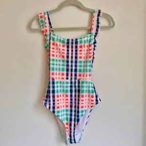PERFECT Aerie One-Piece Gingham Swimsuit with Ruffle Detail, Size L, so cute!